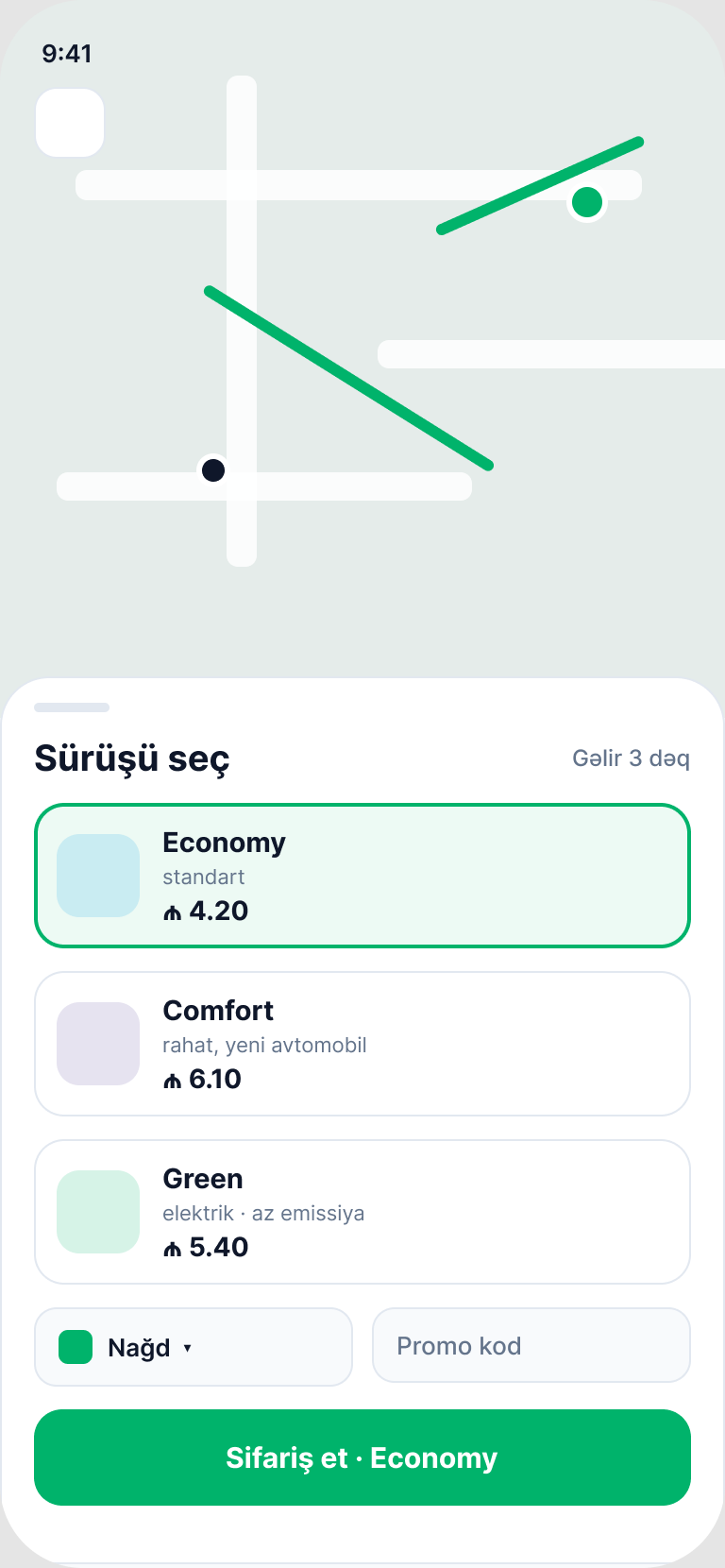 DuzServis rider app — choose ride